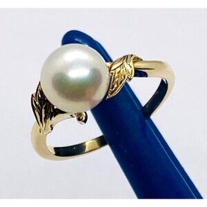 Mikimoto 14K Yellow Gold 8mm Pearl Size 6.5